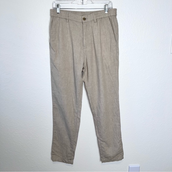 Banana Republic Other - Banana Republic Men Beige Slim Fit Pants 32 x 32 Linen Blend Soft Fabric Tan   G